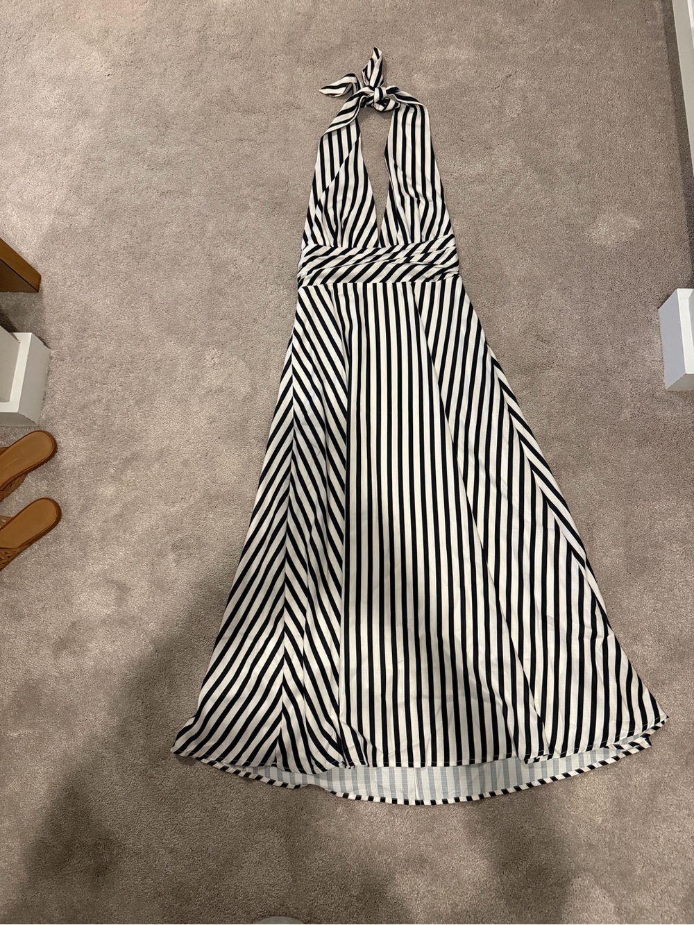 Commense Black and White Halter Stripe Maxi Dress - Women - Picture 4 of 7